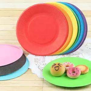 (혼합)(10pcs) 컬러 접시/1회용/홈파티/종이/공예/단색/데코용/DIY/꾸미기/왕팽이/만들기/집콕/놀이/학습