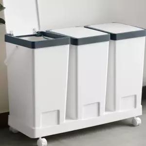 원터치 바퀴형 이동식 쓰레기통 인테리어 손잡이 분리수거함