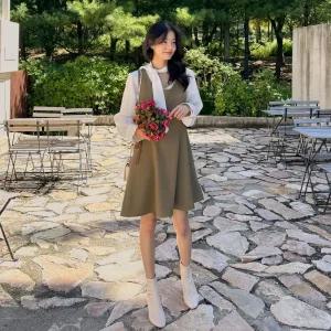 플레어 뷔스티에 미니 원피스 U넥 여성 빅사이즈