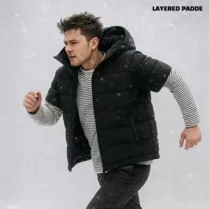 겨울 레이어드 반팔 후드 경량 패딩점퍼 WS587