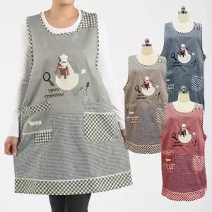(무료배송) 예쁜 면앞치마 원피스형 귀여운패치 꼬마요리사앞치마