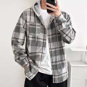 [레이어드 한듯] M기모 체크 기모후드 셔츠 루즈핏 박시핏 겨울 남방 간절기 아우터 데일리 캐주얼