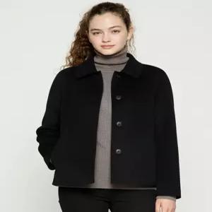 헤지스 여성 [시즌오프]캐시미어 블렌디드 발마칸 핸드메이드 숏코트 블랙 HSCO5D903BK