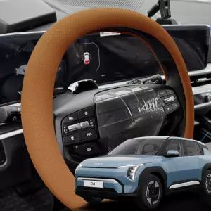 차바라기 기아 EV3 타공 쌍D컷 가죽 핸들커버 베이직 5컬러 논슬립 용품
