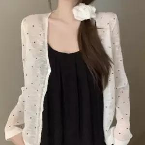 가벼운니트 브이넥가디건 여름 긴팔 니트 도트가디건 도트 얇은 시스루