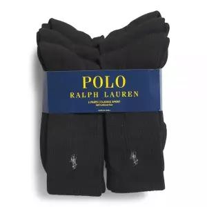 Polo Ralph Lauren 남성용 클래식 골지 크루 양말 - 6팩 (블랙)