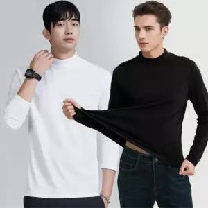 인기템 레이어드티 반폴라 얇은 남자 신상입고 가을 스판 긴팔면티 무지 폴라티 겨울 반목티