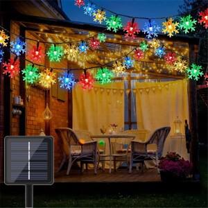 정원태양광조명 5/7/12M 아웃도어 태양 램프 LED 요정 눈송이 빛 문자열 정원 크리스마스 트리 휴일 화환