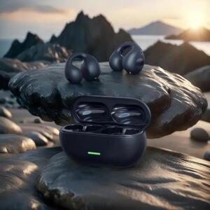 [누리음향]T75 Fone 블루투스 헤드셋 5.3 무선 골전도 헤드폰 클립 이어 음악 소음 차단 HD 통화 스포츠 게