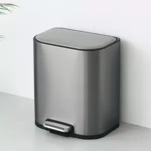 리빙플랜트 캐슬 페달 휴지통 20L 스테인레스 무소음 쓰레기통 메탈그레이