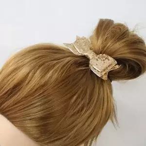 리본 스팽글 집게 금색 비즈 더블 머리핀 공주 헤어핀 공주 블링 올림머리 묶음머리