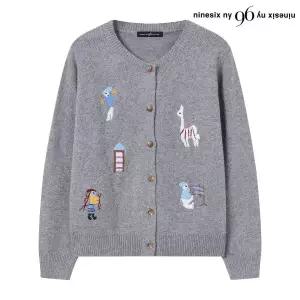 [롯데백화점]르샵. 자수 포인트 라운드넥 니트 가디건 (NP4CK011L0)