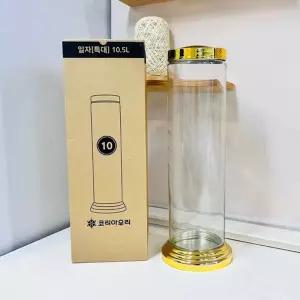 슬림 일자 유리병 10호 10.5L수제청병 공병 물병 밀폐용기 과일 담금주병 밀폐 담금