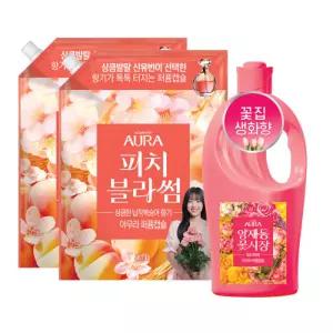 아우라 퍼퓸캡슐 섬유유연제 피치블라썸 1.7L 2개 + 양재동꽃시장 1L