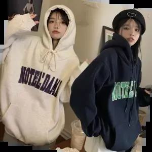 여자맨투맨 영문 레터링 캐주얼 꾸안꾸 오버핏 기모 후드 티셔츠