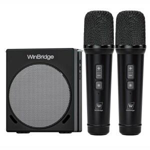 WinBridge S90 음성 앰프, 무선 휴대용 마이크 2개, 30W PA 시스템 스피커, HD 클리어 사운드 및 강력한 베이스, 선생님, 투어 가이드, 노래용 블루투스 노래방 기계