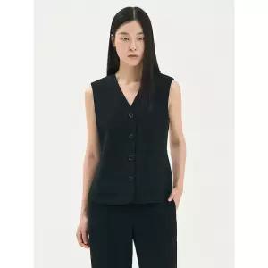 Theory 시즌오프 Women Satin Crepe Zigzag Vest - Black