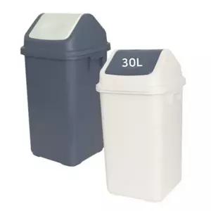 30l 휴지통 폴리프로필렌 스윙형 쓰레기통 30리터 휴지통 다용도 뚜껑 생활용 분리수거함 폐기물 가정용
