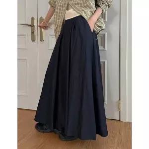 [공구우먼] [09초이스] 샤릴리 데님라이크 밴딩 플레어 롱 스커트 86801 빅사이즈 여성의류