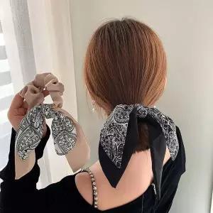 [셀러허브]헤어끈 머리끈 실크머리끈 곱창머리끈 무늬 실크 스카프 ELH-016 (S28533966)