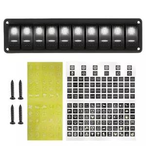10 갱 마린 알루미늄 방수 로커 RV 요트 화이트 토글 트럭 대시 포함 5핀 켜기끄기 선박용 백라이트 스위치