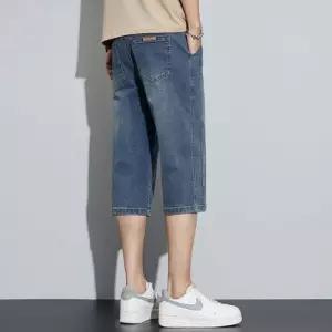 팬츠 남성 데님 캐주얼 여름 슬랙스 반바지 스트링 청반바지 와이드 얇은 7부 패피1