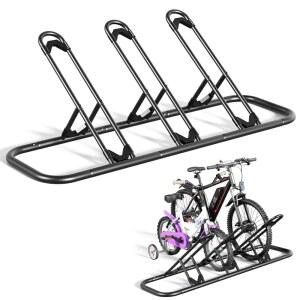 미스터 아이언스톤 자전거 랙, 차고용 바닥 자전거 랙, 실내/외 자전거 보관대 자전거 주차 랙, 산악 자전거, 로드 바이크 및 자전거(블랙, 3대)
