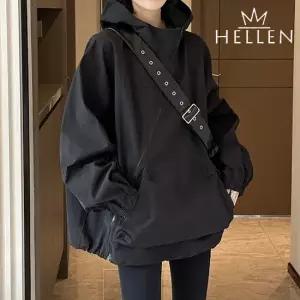 [헬렌] 바람막이 사선 지퍼 집업 여성 후드 아노락 캐주얼 간절기 루즈핏 점퍼 파크후드아노락 B-915