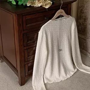 핫핑 [레이어드추천] 라모스 링클 반목 러플 긴팔티셔츠