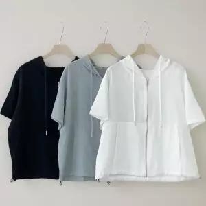 [신상오픈런]여성 여름 후드집업 반팔 스트링 캥거루 포켓 (38541883)