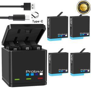 고프로 히어로 8 7 6 용  Probty 블랙 배터리 또는 트리플 충전기 액세서리