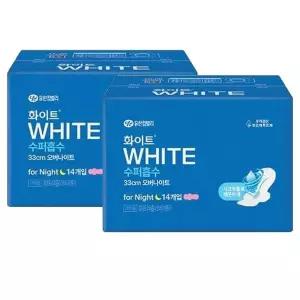 화이트 수퍼흡수 33cm 오버나이트 14Px2팩
