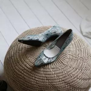 국내제작 뾰족코 망사 매쉬 자수 미들굽 여성구두Y nqJ1+8QUb