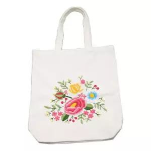 프랑스 자수 DIY 에코백 캔버스 만들기 세트핸드메이드가방 취미DIY 플라워 여성 숄더 집콕 패브릭 도안 소