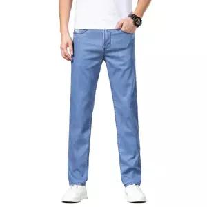 남자 일자핏 청바지 중장년 얇은 면 레이첼 스판 슬림 캐주얼 통바지 힛템
