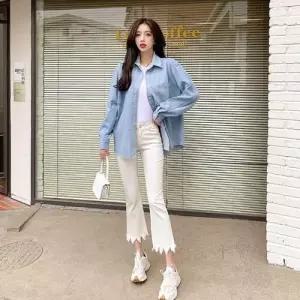 청 여사친 빈티지 봄가을 무지 셔츠 슬림핏 레이어드 SPO마켓3