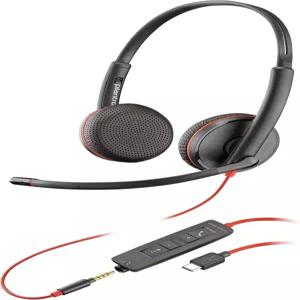 Poly Blackwire 3225 유선 헤드셋 (Plantronics) - 노이즈 캔슬링 마이크 스테레오 디자인 USB-C USB-A