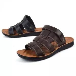 남성 가죽 샌들 슬리퍼 2in1 투웨이 3선 스트랩 여름 샌달