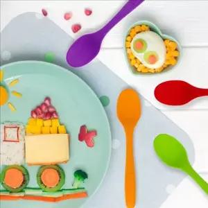 아기자기 유아 실리콘 수저 어린이 아동 실리콘 숟가락 아기용 주도