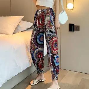 여름 할머니 바지 와이드 시원한 홈웨어 쿨팬츠 바지 NDJ3+7Tda