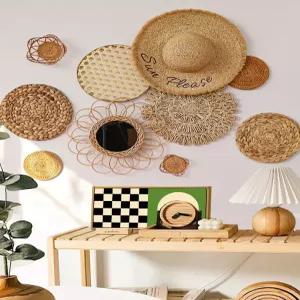 라탄 벽장식 월데코 카페 동남아 거울 인테리어소품 감성