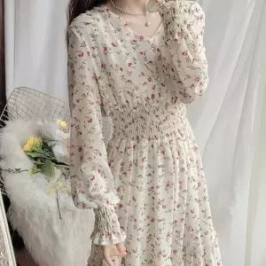 브이넥 플라워 롱원피스 6종 꽃무늬 드레스 밴딩 허리라인 스커트 여자친구룩