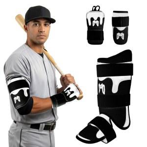 메디캡틴 트리플가드 u2013 타자용 완벽한 야구 보호 키트 | 손, 팔꿈치, 다리 보호대 프로 수준의 편안함, 통기성 메시, 충격 편향 설계