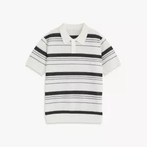 [롯데백화점]에스티코 아이스터치 스트라이프 반팔 화이트 니트(클래식핏)DKTXB15