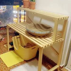 반려묘 화장실선반 캐비닛 고양이 발코니 2층 수납랙 다이소