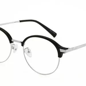 [하프클럽/]남녀공용 라운드 동글 반뿔테 블랙 실버 안경테