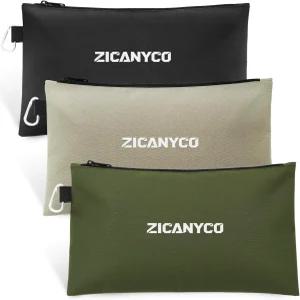 지카니코 공구 파우치 지퍼백 금속 지퍼 및 카라비너가 포함된 소형 가방 장비용 내구성 유틸리티 정리