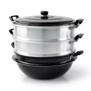 [무료배송] 대용량 다용도 마블 3단찜솥 36cm