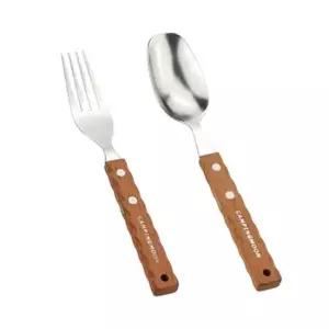 캠핑 우드핸들 스텐 스푼 포크 1세트 피크닉 커트러리