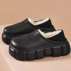 여자 여행 겨울 캠핑 털 안감 통굽 기모 슬립온 신발